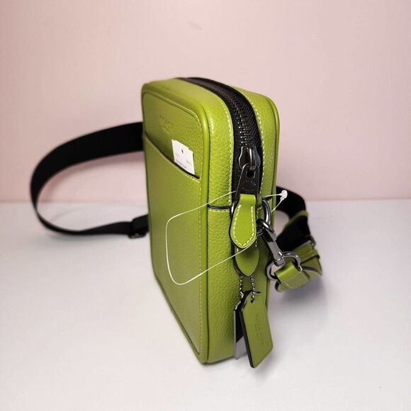 NWT COACH CP178 Sullivan Crossbody In Refine Pebble Leather Yellow Green - Picture 5 of 5